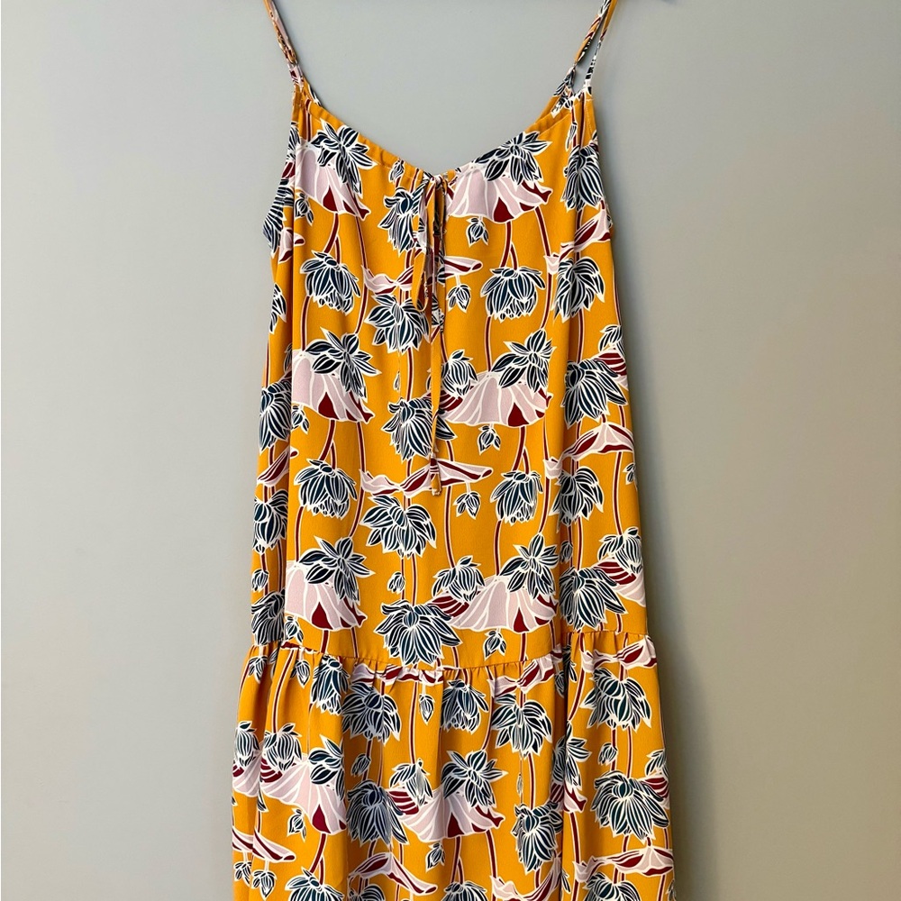 Cupshe Yellow Floral Spaghetti Strap Dress Swim Cover Flowy Oversize Beach Boho